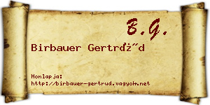 Birbauer Gertrúd névjegykártya